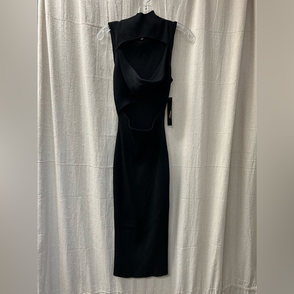 Almost Famous NWT Ribbed Bodycon Dress Women Small Black Knee Length/ size S - Picture 6 of 12